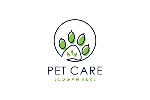 Pet Design Logotipo Cuidado Com Conceito Criativo Moderno — Vetor de Stock