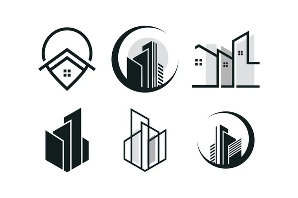 Yaratıcı Fikri Olan House Element Logo Tasarım Vektörü Kümesi — Stok Vektör