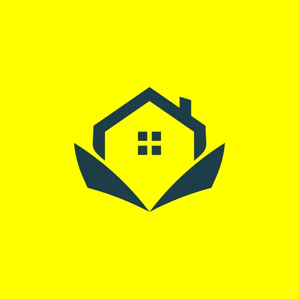 Grönt Hus Logotyp Design Ikon Element Vektor Med Kreativ Modern — Stock vektor
