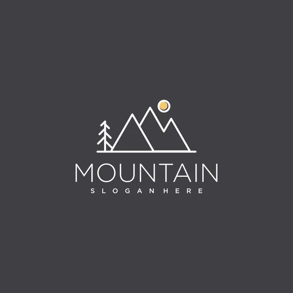 Dağ Logosu Tasarımı Yaratıcı Basit Kavram Stok Vektör