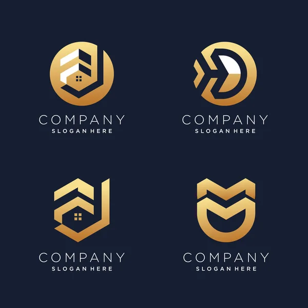 Lettre Élément Conception Logo Vecteur Avec Concept Créatif Doré — Image vectorielle