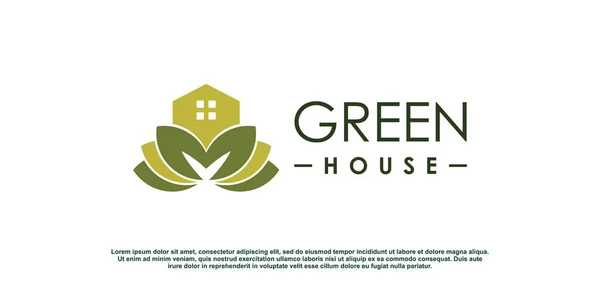 Modelo Vetor Elemento Design Logotipo Casa Verde Com Conceito Criativo — Vetor de Stock