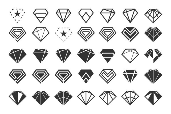 Set of diamond design with creative unique element idea concept and icon