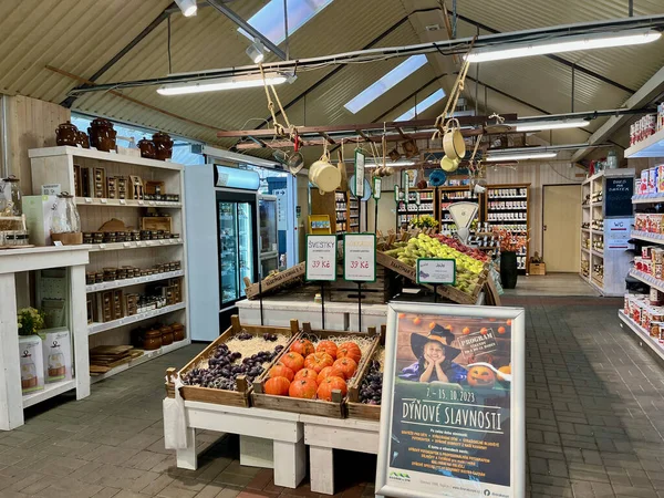 TEPLICE, CZECH REPUBLIC - 17.09.2023: Posterdeki yazı Dynove slavnosti anlamı Pumpkins Festivali. Bahçe merkezi Dvorak ve oğlu. Yüksek kalite fotoğraf