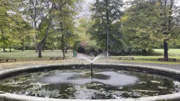 城の近くにある公園の噴水 チェコ語 チェコ語 高品質のフルHd映像 — ストック動画