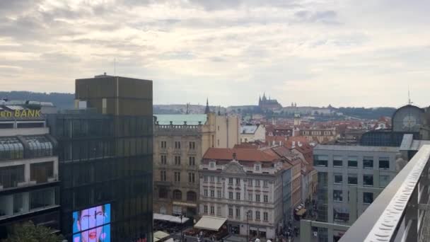 Wenzelsplatz Prag Luftaufnahme Vom Balkon Hochwertiges Fullhd Filmmaterial — Stockvideo