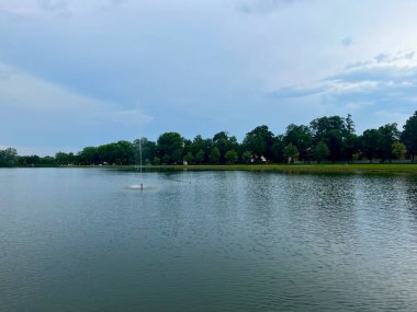 Duchcov 'daki Barbora Gölü manzarası. Yüksek kalite fotoğraf