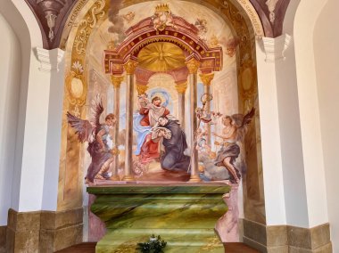 Kralovice, Czech Republic - 27.12.2024: Baroque frescoes in Marianska Tynice. Museum and Gallery of the Northern Plzen Region. High quality photo clipart