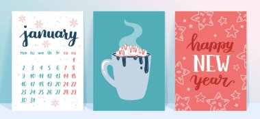 Noel afiş şablonlarının vektör koleksiyonu. 2023 yılbaşı tebrik kartı seti. Parlak renkler. hediyeler ve el yazması mektuplar davet ve tasarım için.