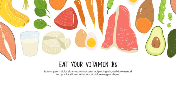Illustrazione Dello Stock Vettoriale Vitamina Prodotti Alimentari Alto Contenuto Vitamina — Vettoriale Stock
