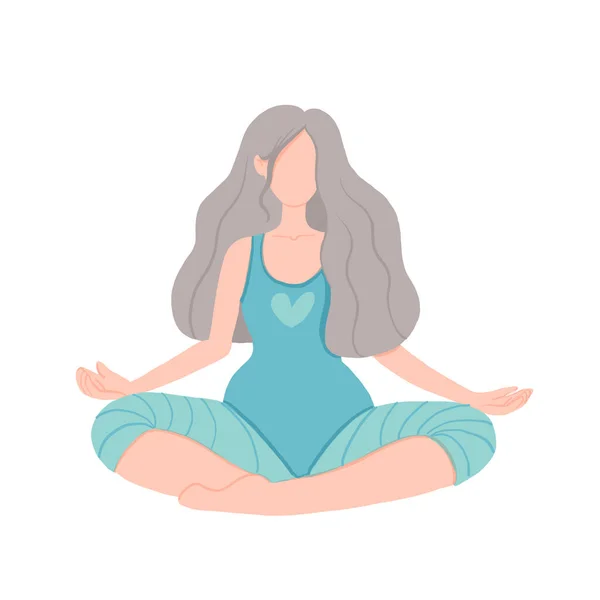 Ilustración Vectorial Una Anciana Haciendo Yoga Concepto Estilo Vida Saludable — Archivo Imágenes Vectoriales