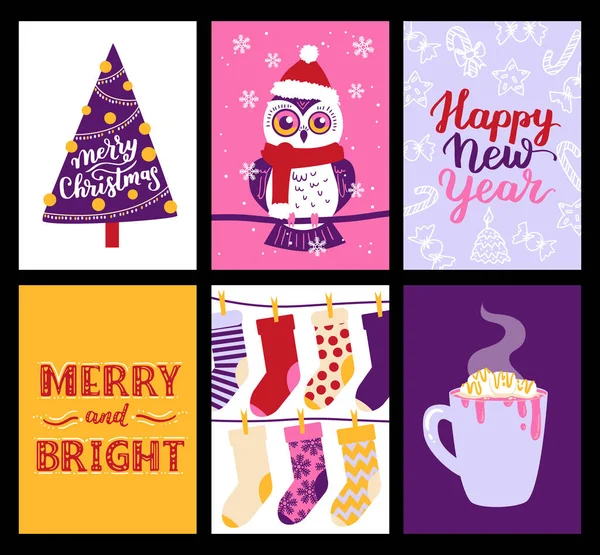 Vector Collection Christmas Poster Templates New Year 2023 Set Christmas — Stock Vector