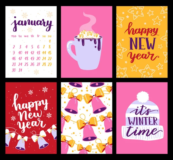 Vector Collection Christmas Poster Templates New Year 2023 Set Christmas — Stock Vector