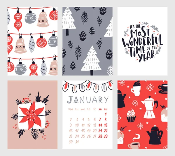 Vector Collectie Van Kerst Poster Sjablonen Nieuwjaar 2023 Set Van — Stockvector