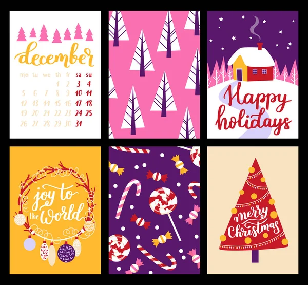 Coleção Vetorial Modelos Cartaz Natal Ano Novo 2023 Conjunto Cartões —  Vetores de Stock