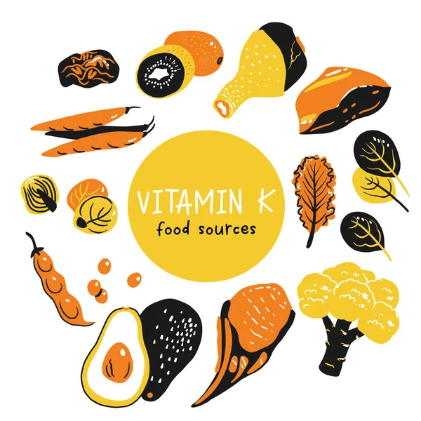 Vitamina Vector Stock Ilustración Productos Alimenticios Con Alto Contenido Las — Vector de stock