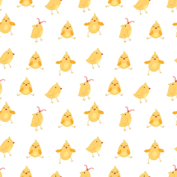 Seamless Pattern Cute Cartoon Chicks Easter Festive Illustration Cute Lovely – stockvektor