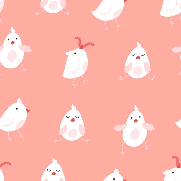 Seamless Pattern Cute Cartoon Chicks Easter Festive Illustration Cute Lovely — Stock Vector