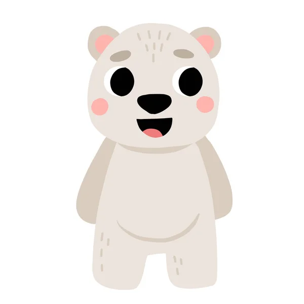 Bonito Desenho Animado Bebê Urso Polar Sorrindo Ilustração Vetorial Isolada — Vetor de Stock
