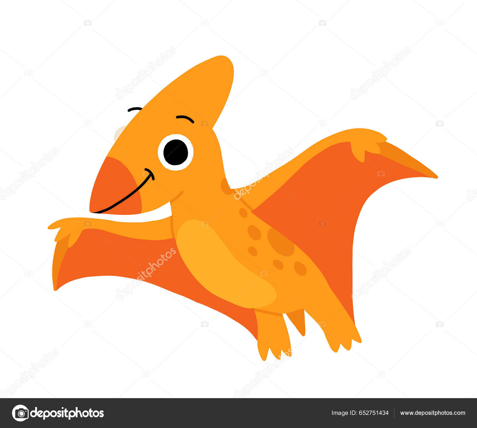 Desenhos Animados Mão Pterodáctilo Dino Bonito imagem vetorial de