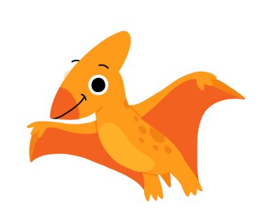 El çizimi Pterodactyl karikatürü. Şirin dino.
