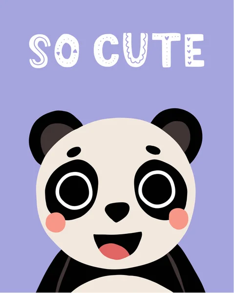 动物熊猫小孩卡 可爱的生日贺卡和邀请卡 婴儿派对海报 激励信 孩子气的印刷幼儿装饰 明亮的背景 矢量涂鸦字符 — 图库矢量图片