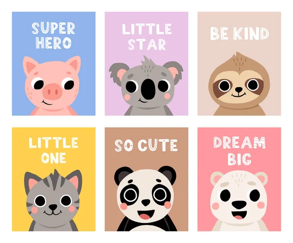 Παιδική Κάρτα Ζώου Χαριτωμένο Παιδί Χαιρετισμό Και Προσκλήσεις Κάρτες Για — Διανυσματικό Αρχείο