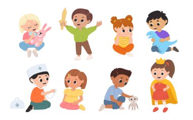 Çocuklar, çocuklar birlikte oynayıp eğleniyorlar. Keyfleri yerinde, oyun odasında, oyun alanında oynuyorlar. Anaokulu çocukları eğleniyor. Anaokulunda, anaokulunda çocuk aktivitesi.