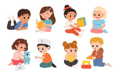 Çocuklar, çocuklar birlikte oynayıp eğleniyorlar. Keyfleri yerinde, oyun odasında, oyun alanında oynuyorlar. Anaokulu çocukları eğleniyor. Anaokulunda, anaokulunda çocuk aktivitesi.