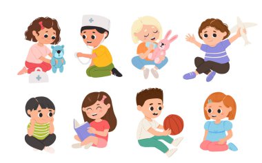 Çocuklar, çocuklar birlikte oynayıp eğleniyorlar. Keyfleri yerinde, oyun odasında, oyun alanında oynuyorlar. Anaokulu çocukları eğleniyor. Anaokulunda, anaokulunda çocuk aktivitesi.