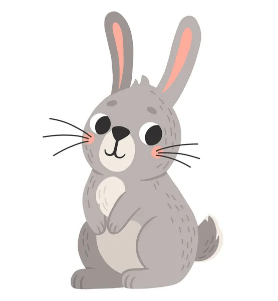 卡通风格的可爱兔子 兔子宠物的轮廓 兔和兔子儿童图书 明信片和海报的彩色插图 — 图库矢量图片