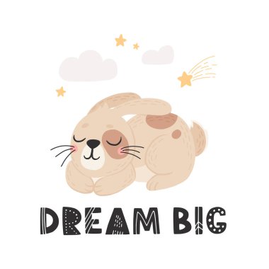 Çizgi film tarzında şirin tavşan ikonu. Tavşan evcil hayvan silueti. Çocuk kitapları, kartpostallar ve posterler için tavşan ve tavşan renkli çizimler.