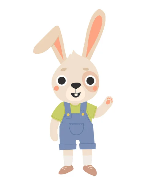 Cute Rabbit Friends Cartoon Bunny Characters Childrens Book Hare Standing — Stock Vector