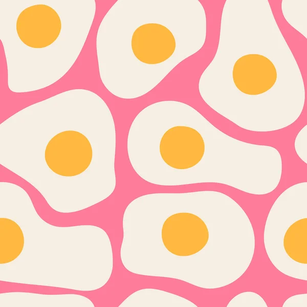 Жареные Яйца Плавный Рисунок Ретро Обои Розовом Фоне Простой Плоский — стоковый вектор