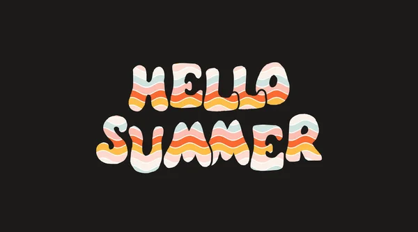 Hello Summer Bright Abstract Background Colorful Poster Brush Lettering Summer — Stock Vector