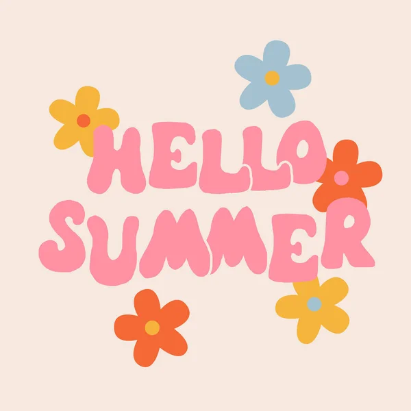Olá Verão Fundo Abstrato Brilhante Cartaz Colorido Com Letras Pincel —  Vetores de Stock