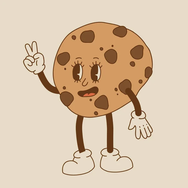 Vector Mascote Retro Desenho Animado Pão Pastelaria Hambúrguer Sanduíche Estilo —  Vetores de Stock