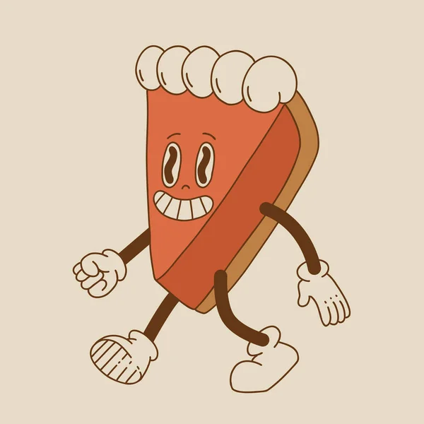 Vector Cartoon Retro Mascotte Van Brood Gebak Hamburger Sandwich Vintage — Stockvector