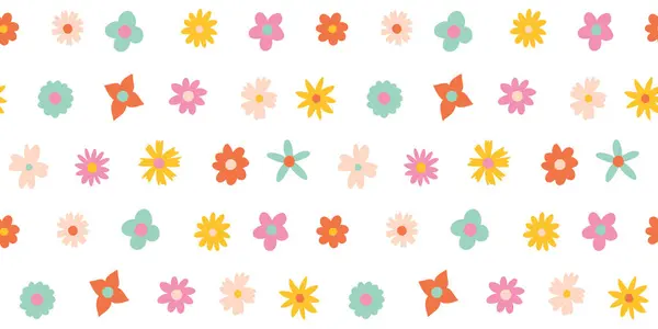 Blomstringsmønster Tallets Stil Med Blomstrende Blomster Retro Blomsternaive Vektordesign Stil – stockvektor