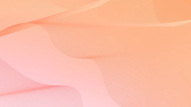 Soyut arka plan vektörü turuncu, şeftali tüyü ve düğün tasarımı için dinamik dalgalar. Şebeke dalgalı çizgileri olan fütüristik fon. Çizgili kaliteli şablon ve gradyan ağ pankartı, poster.