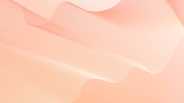 Soyut arka plan vektörü turuncu, şeftali tüyü ve düğün tasarımı için dinamik dalgalar. Şebeke dalgalı çizgileri olan fütüristik fon. Çizgili kaliteli şablon ve gradyan ağ pankartı, poster.