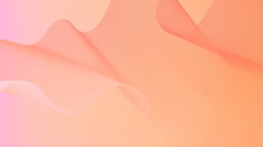 Soyut arka plan vektörü turuncu, şeftali tüyü ve düğün tasarımı için dinamik dalgalar. Şebeke dalgalı çizgileri olan fütüristik fon. Çizgili kaliteli şablon ve gradyan ağ pankartı, poster.