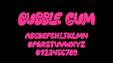 90 'lar ve 2000' ler temalarından esinlenilmiş neşeli pembe baloncuk yazı tipi. Kabarık çizgi film harfleri moda ve eğlenceli tasarımlar için mükemmel. Büyük harf, sayı ve sembolleri içerir.