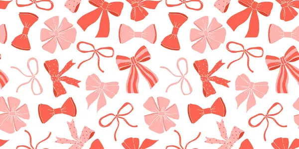 Různé Růžové Červené Uzly Kravaty Dárkové Luky Ručně Kreslená Módní Royalty Free Stock Ilustrace