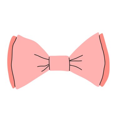 Yayın vektör çizimi, hediye kurdeleleri. Elde düğüm ve düz stil. Moda saç aksesuarı. Hediye paketi için yay düğümü