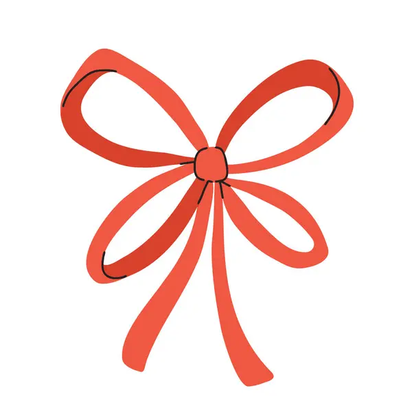 Vector Illustration Bow Gift Ribbons Bowknot Hand Drawn Flat Styles Лицензионные Стоковые Векторы