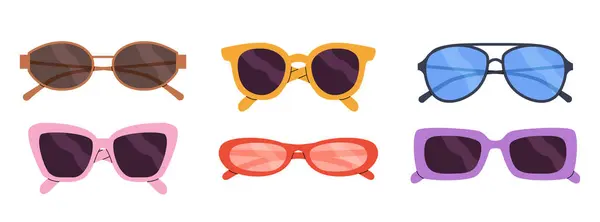 Große Sonnenbrille Retro Gerahmte Sonnenbrillen Vintage Mode Flaches Design Von Stockvektor