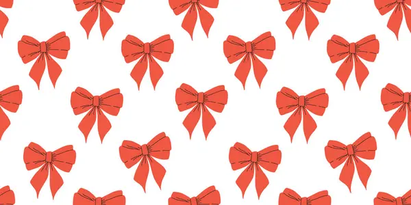 Verschiedene Rosa Und Rote Bogenknoten Krawatten Geschenkschleifen Handgezeichnete Trendige Vektorillustration Stockvektor