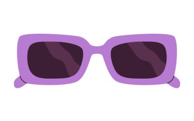 Güneş gözlüğü ikonu. Retro çerçeveli güneş gözlüğü, klasik moda. Düz tasarım, karikatür el çizimi, vektör çizimi. Yazdırma şablonu.