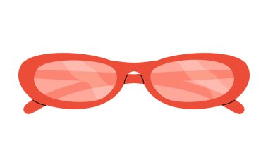 Güneş gözlüğü ikonu. Retro çerçeveli güneş gözlüğü, klasik moda. Düz tasarım, karikatür el çizimi, vektör çizimi. Yazdırma şablonu.